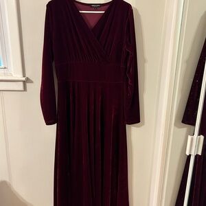 Wine Velvet Maxi Dress - L